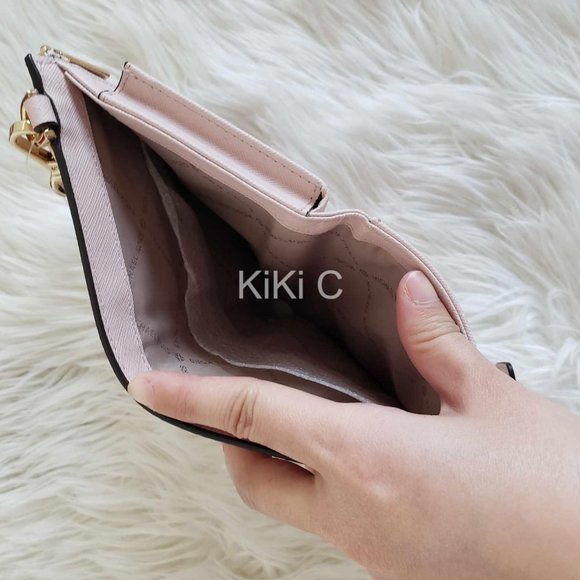 Michael Kors Jet Set Travel Double-Zip Wristlet powder blush  35F8GTVWOL - Picture 8 of 12